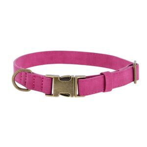 Soft PU Durable Dog Collar with Quick Release Metal Buckle Medium Purple